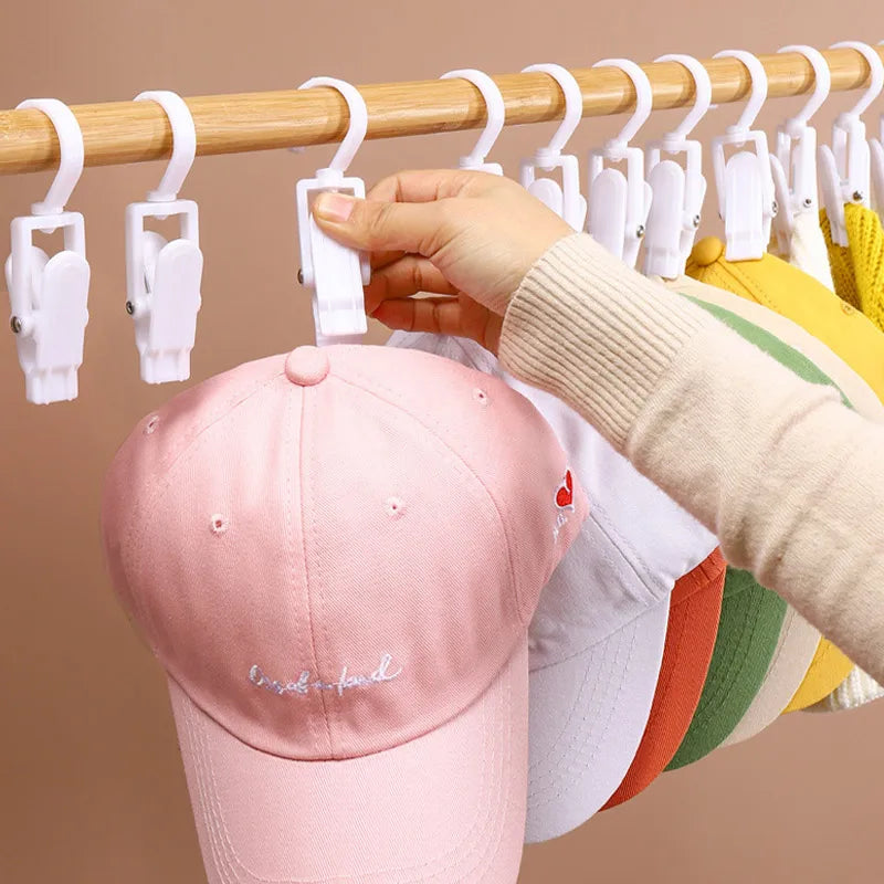 Houseeker 6-Hook Hat Holder — L-Shaped Wall Mount Rack for Baseball Caps & Belts