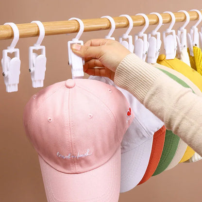 Houseeker 6-Hook Hat Holder — L-Shaped Wall Mount Rack for Baseball Caps & Belts