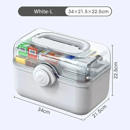 3-Layer Large Capacity Medicine First Aid Kit – Portable Multi-Layer Plastic Medical Storage Box for Household Use