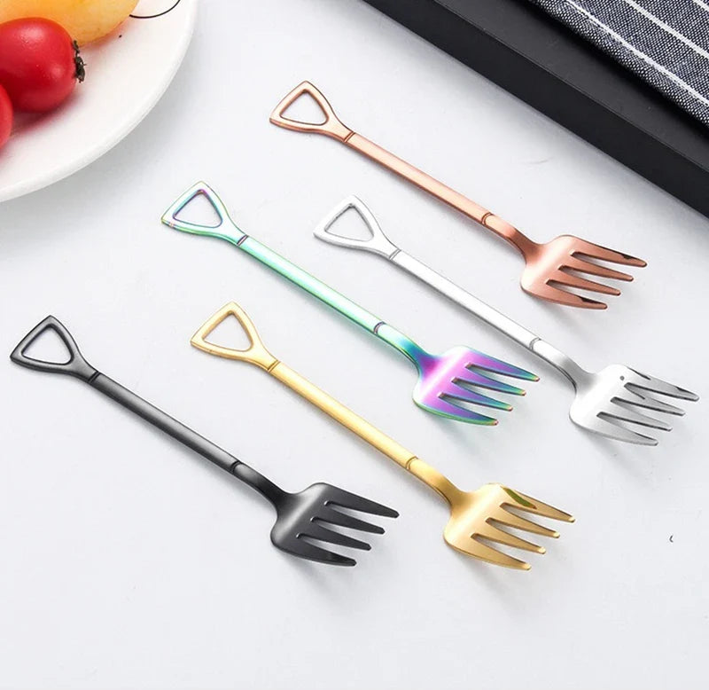 4PCS Stainless Steel Fruit & Dessert Forks - Creative Shape Tableware for Family Parties