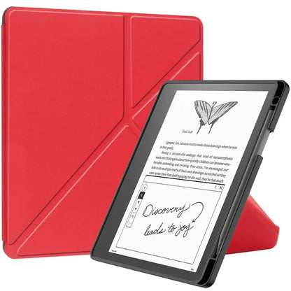 Kindle Scribe 2024 10.2″ Case — PU Leather Multi-Folding Stand with Smart Auto Wake/Sleep and Pencil Holder Ebook Cover
