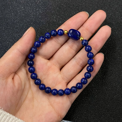 Natural Lapis Lazuli Bracelet – Genuine December Birthstone Bohemian Style Crystal Jewelry for Wealth, Success & Daily Wear Unisex Bangle