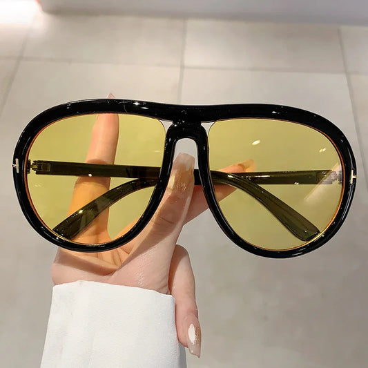 Trend Oversized Pilot Sunglasses – Vintage Big Frame Unisex Shades, Luxury Designer Style for Men & Women, Punk Driving Eyewear