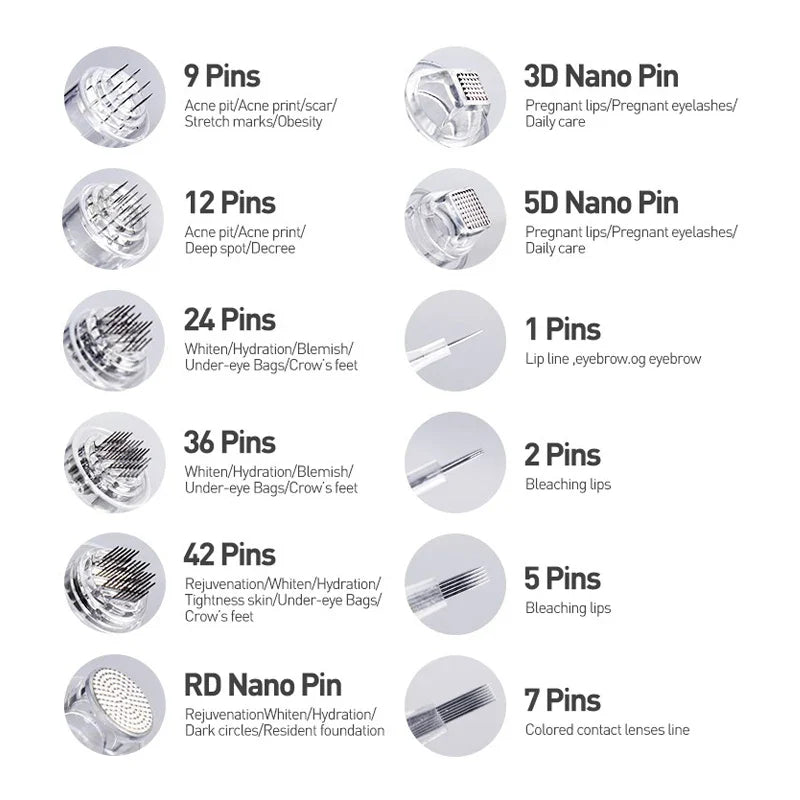 50PCS Tattoo Needles - N2-C N2-W M5 M7 E30 Bayonet Slot Nano Cartridges Mesotherapy Tips
