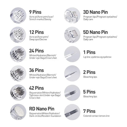 50PCS Tattoo Needles - N2-C N2-W M5 M7 E30 Bayonet Slot Nano Cartridges Mesotherapy Tips