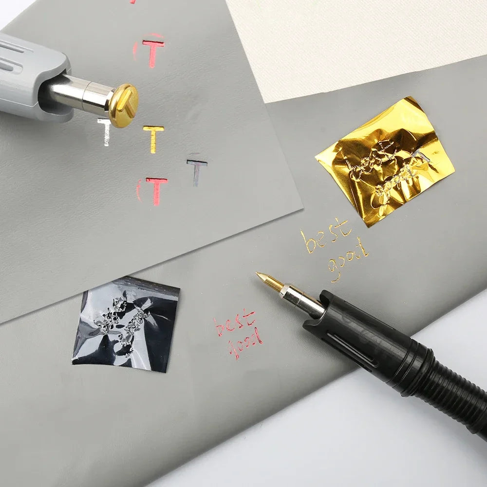 Electric Heated Foil Stamping Pen Kit for Leather Craft – Hot Foil Applicator Tool for DIY Handmade Embossing
