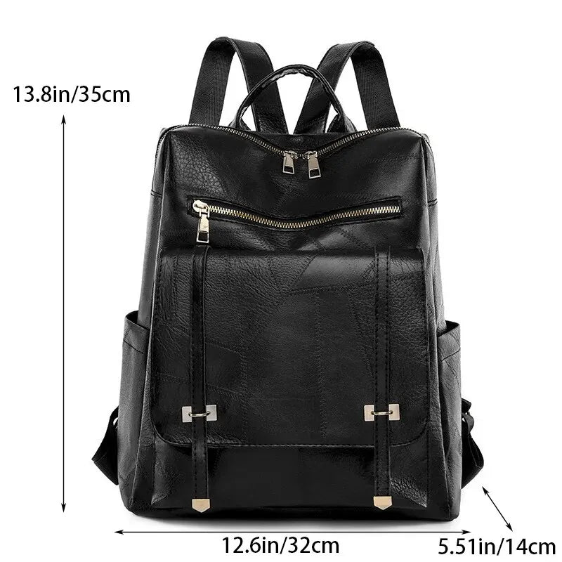 Vintage Women's Leather Backpack - Large Capacity, Daily Commute and Travel Bag, Perfect for Shopping