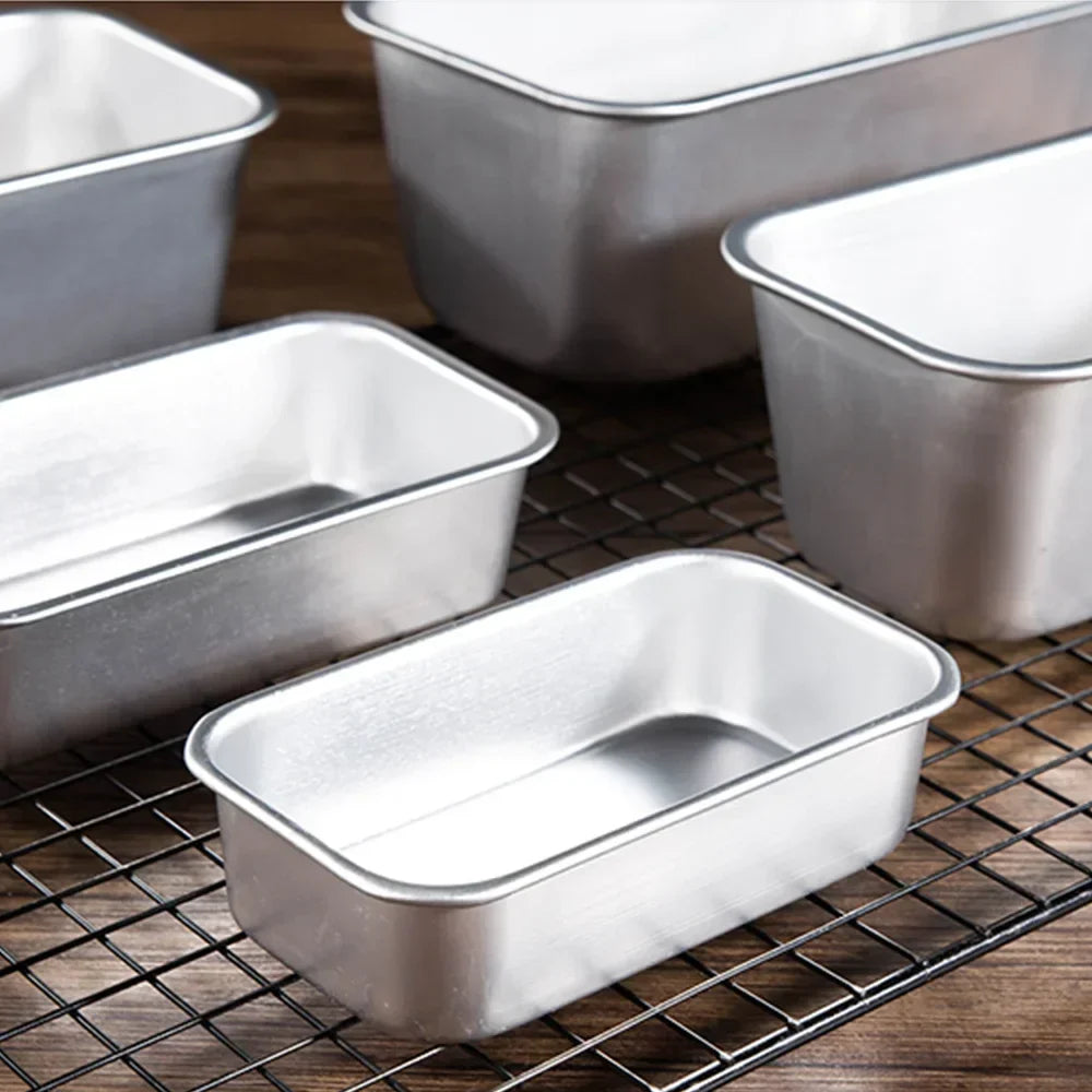 5-Size Aluminum Loaf Pan Set – Non-Stick Rectangle Baking Molds for Bread, Cake, Brownie, Cheese & Pastry