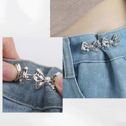 Adjustable Bowknot Button Adjuster: No-Sew Waist Tightener for Pants and Skirts - Convenient Jeans Waist Buckle