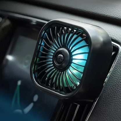 Mini Car USB Air Conditioner Fan - Three-Speed Adjustable Cooling Fan with Colorful LED Lights and Air Vent Mount