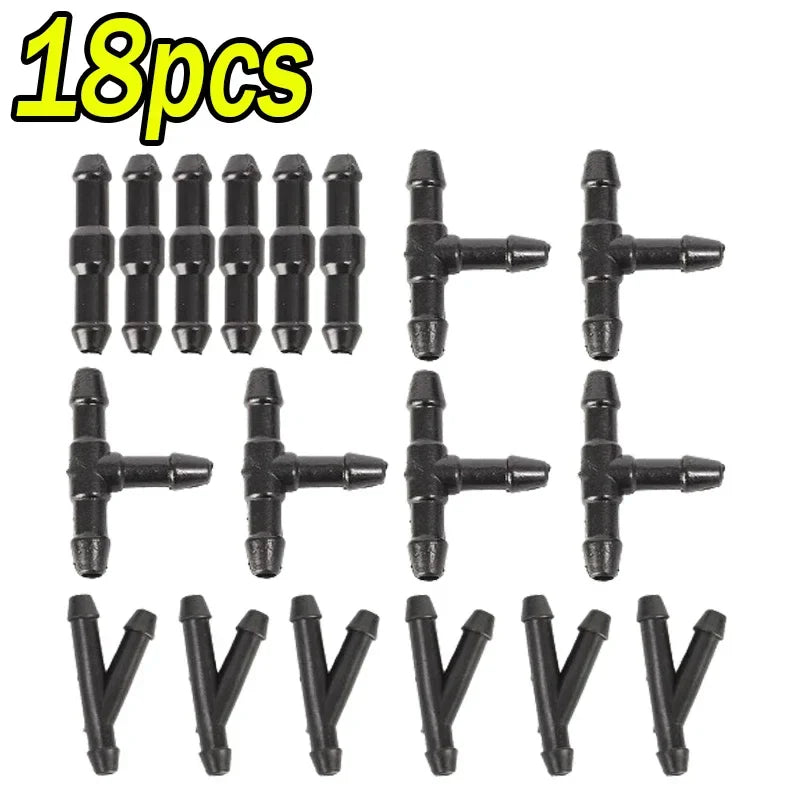 18-90x Car Windshield Washer Pipe Joints – T, Y, I Type Wiper Spray Nozzle Connector Hose Tube for Car Cleaning