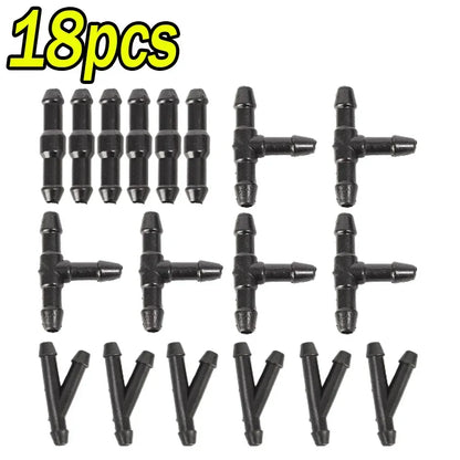 18-90x Car Windshield Washer Pipe Joints – T, Y, I Type Wiper Spray Nozzle Connector Hose Tube for Car Cleaning