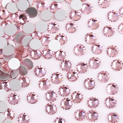 Glass Crystal Flatback Rhinestones SS6–SS30 Set – 7 Sizes Non-Hotfix Round Nail Art Beads for DIY Crafts & Decoration