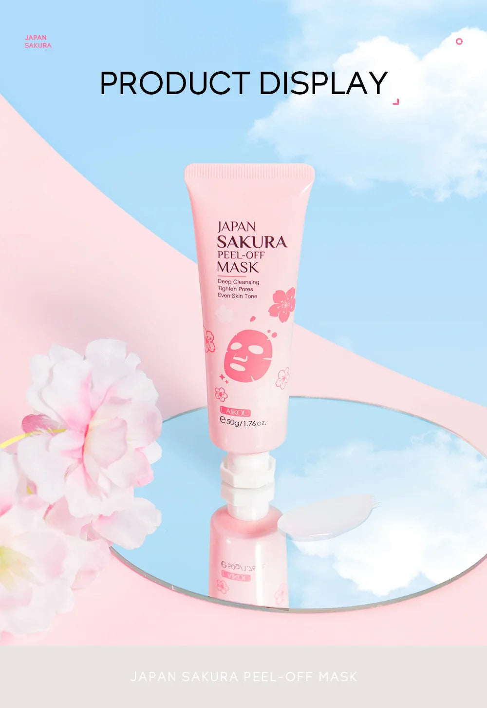 LAIKOU 24K Gold Sakura Peel-Off Face Mask – Anti-Wrinkle, Whitening & Blackhead Removal Skincare