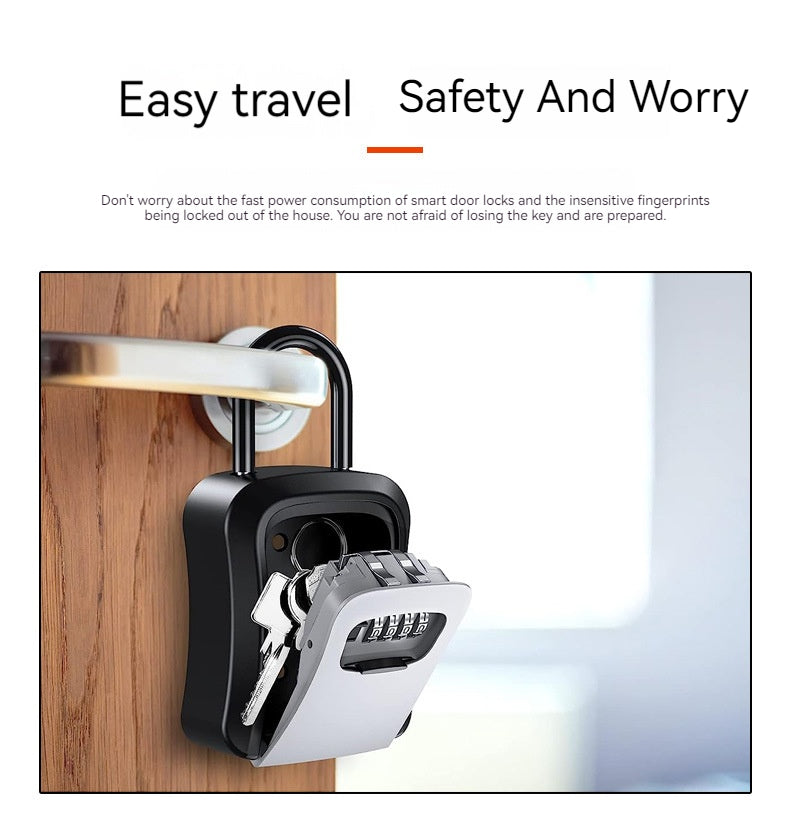 4 Digit Code Key Box – Waterproof Outdoor Password-Protected Storage with Steel Wire Hook for Key Hanging and Security