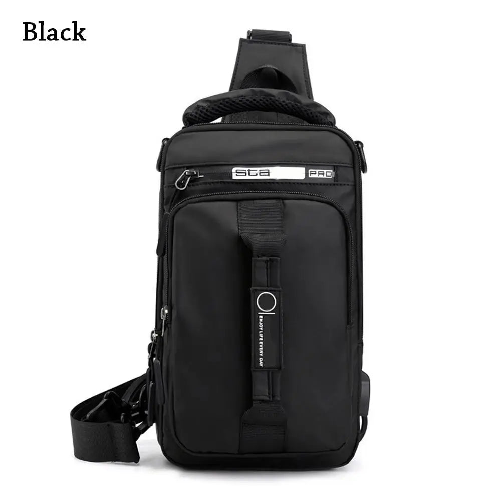 Men's Anti-Theft Sling Chest Bag – Crossbody Messenger Backpack with USB Charging Port