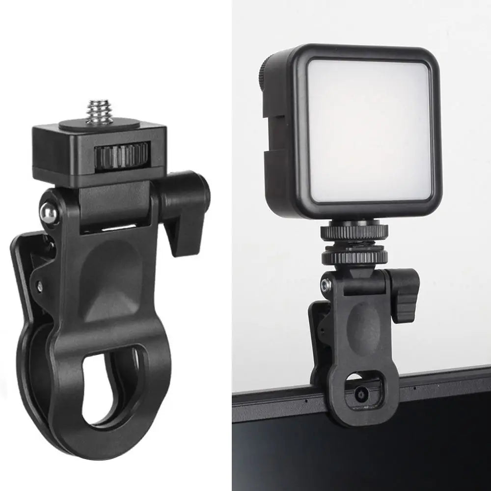 Portable 1/4" Screw Mount Fill Light Holder — Plastic Clip for Camera, Mobile & Computer Flash