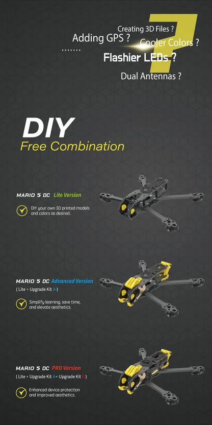 SpeedyBee Mario 5 O4 DC/XH Carbon Fiber Frame Kit – FPV Freestyle RC Racing Drone