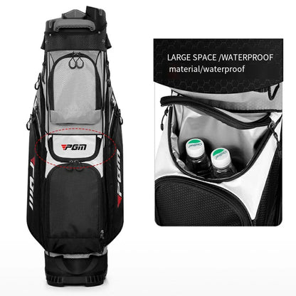 PGM Stand-Up Golf Bag – Waterproof 14-Way Divider Cart Bag with Anti-Collision Frame & Insulated Pocket for Men & Women