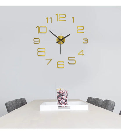 2023 Modern Large 3D DIY Wall Clock – Acrylic Mirror Quartz Clock for Living Room Home Decor