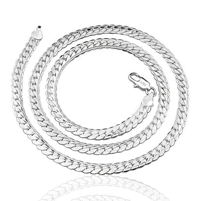 18K Gold/Silver 6mm Full Sideways Necklace – 8/18/20/24 Inch Chain for Women & Men, Fashion Wedding & Engagement Jewelry