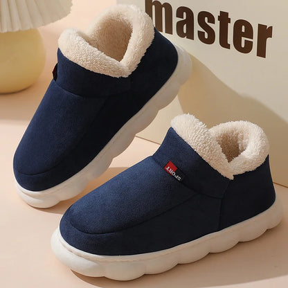 Smile PoP Winter Plush Men’s Shoes – Classic Indoor & Outdoor Non-Slip House Slippers for Men & Women, Casual Bedroom Footwear