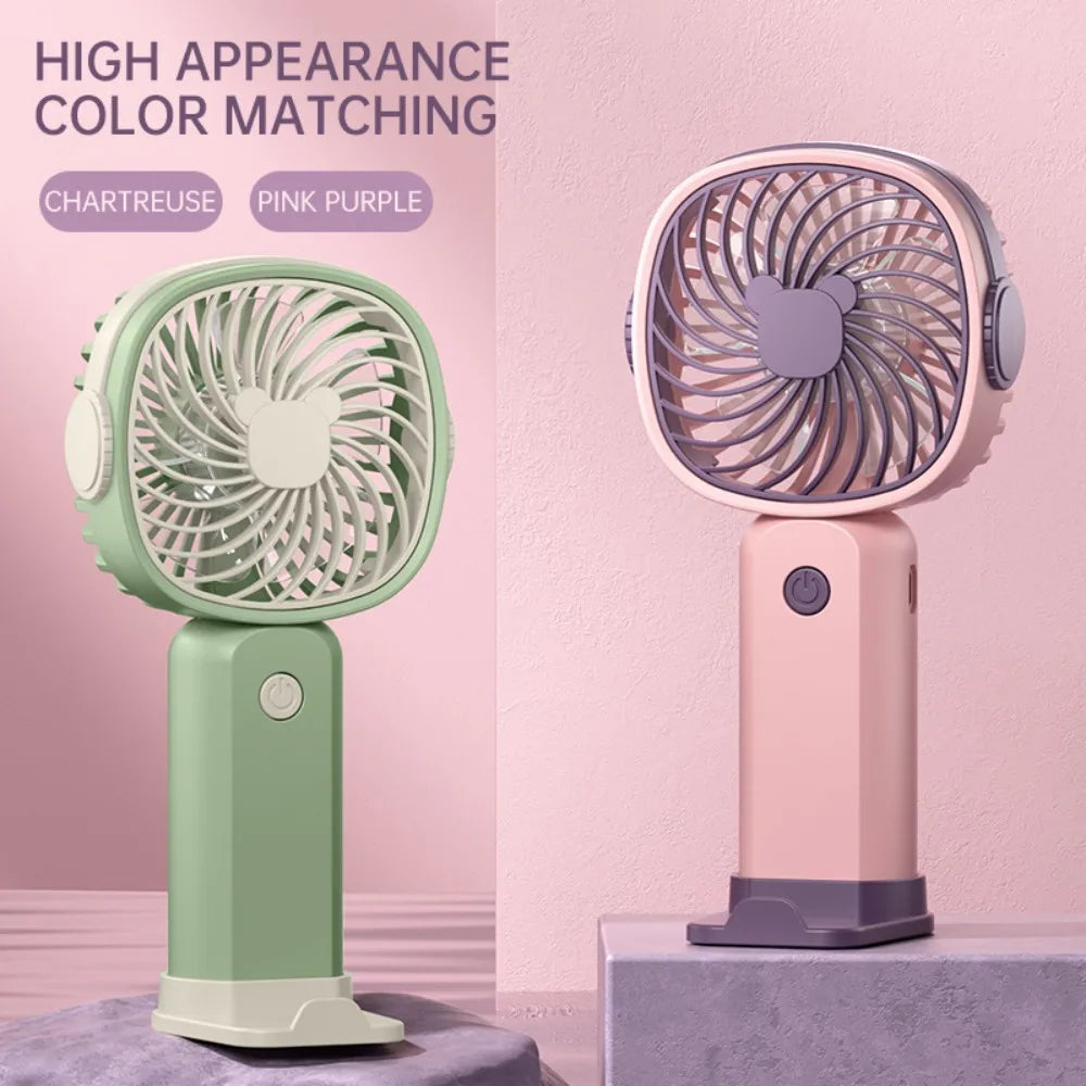 Portable Mini USB Fan – Handheld & Desktop Fan with Phone Holder, 3-Speed Adjustable Wind, Long Battery Life, Multi-Function Cooling Fan