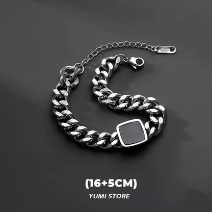 Retro Flame Cross Bracelet - Unisex Hip Hop Titanium Steel Splice Chain Charm, Kpop Luxury Jewelry for Men & Women
