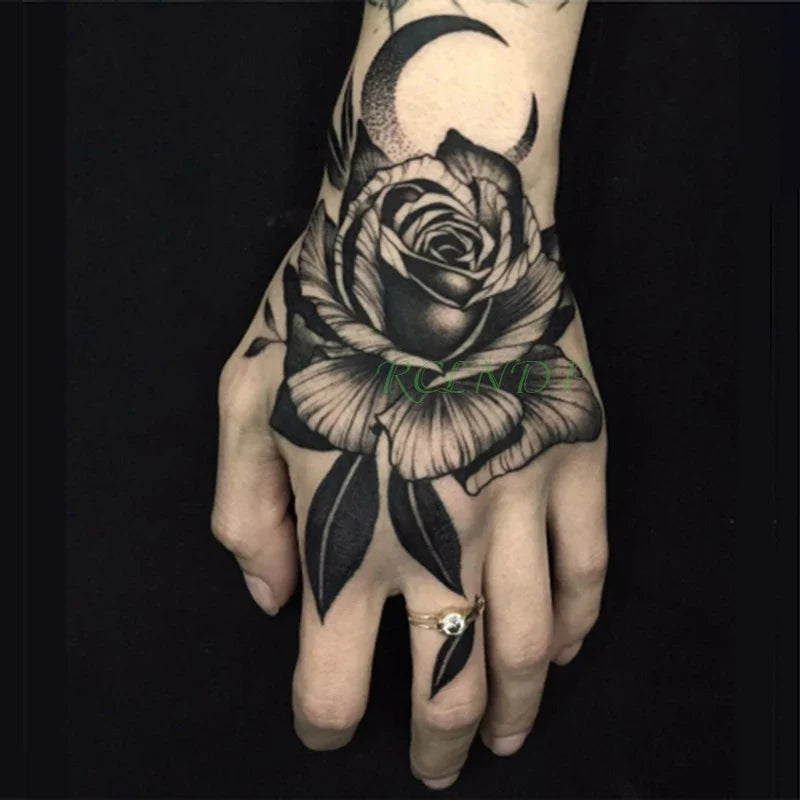 Waterproof Temporary Rose Flower Tattoo Stickers – Fake Flash Body Art for Men & Women Hands and Body