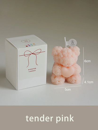 Valentine's Day Scented Candle with Roses & Bears - Perfect for Home Decor & Gift Givin