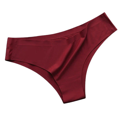 4PCS Seamless Ice Silk Panties Set for Women – Low Waist G-String, Soft Ultra-Thin Sexy Underwear Briefs