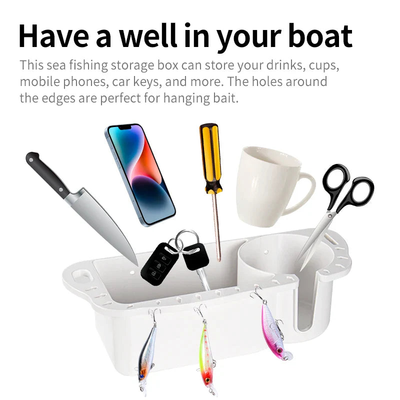 Marine Storage Caddy Box – Universal Boat Cup Holder, Phone & Drink Organizer for Yacht, Pontoon, & Fishing Cabin