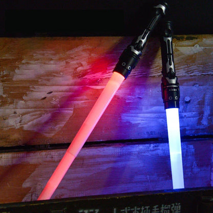 Colorful LED Lightsaber Toy - Telescopic Double Sword with Music & Flashing Effects for Kids, Cosplay & Party Fun