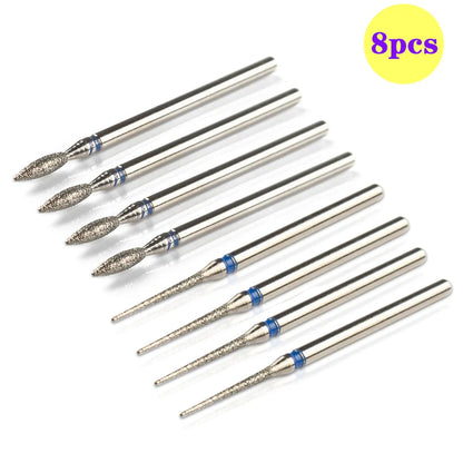 8pcs Diamond Nail Drill Bit Set - Rotary Electric Milling Cutters for Pedicure, Manicure, Cuticle Burr & Nail Tools Accessories