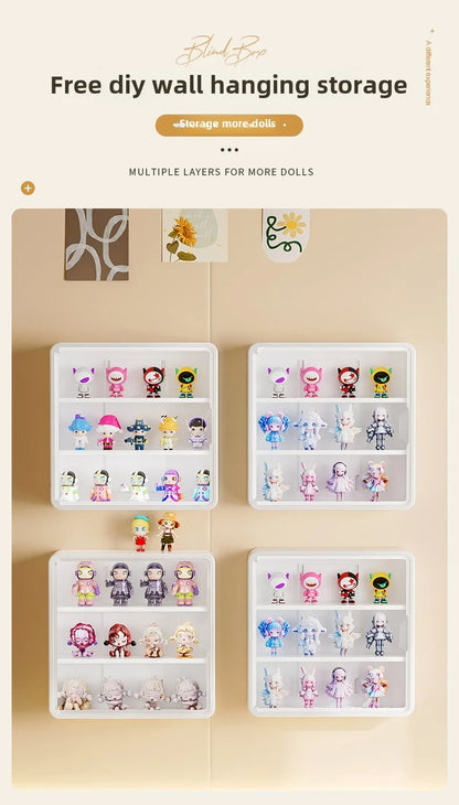 Wall-Mounted Doll Blind Box Storage Rack – Magnetic Suction Figurine Display Cabinet, Dustproof Handheld Box for Collectibles