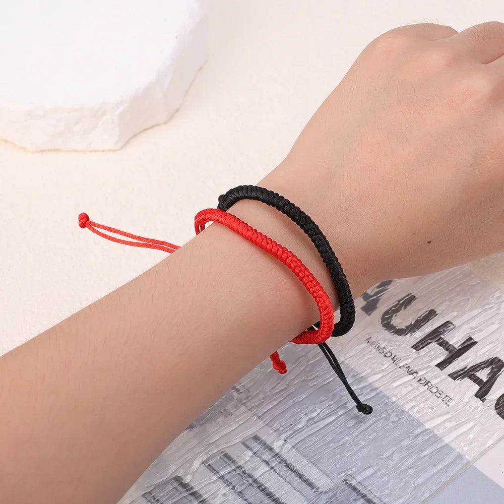 Lucky Red Thread Bracelet — Adjustable Tibetan Buddhist Handwoven Braided Rope Jewelry for Men and Women Wristbands