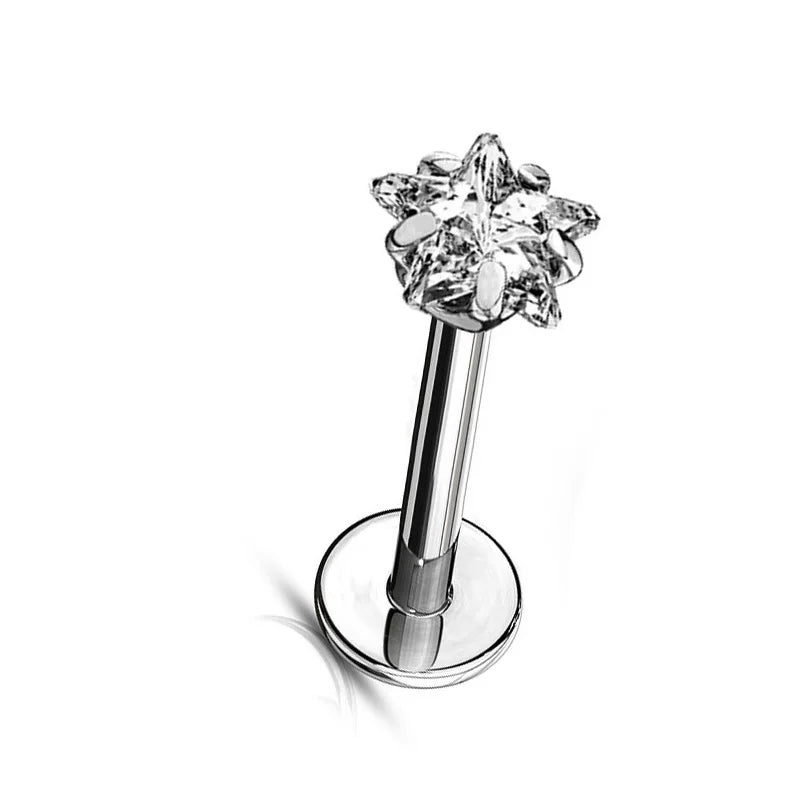 G23 Titanium Labret Piercing Studs - Triangle Zircon Lip Ear Cartilage Tragus Helix Body Jewelry Earrings