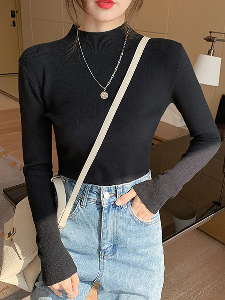 AOSSVIAO 2024 New Women's Turtleneck Sweater - Fashion Stretch Knitted Pullovers, Long Sleeve Bottoming Top