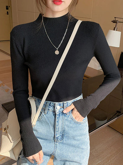 AOSSVIAO 2024 New Women's Turtleneck Sweater - Fashion Stretch Knitted Pullovers, Long Sleeve Bottoming Top