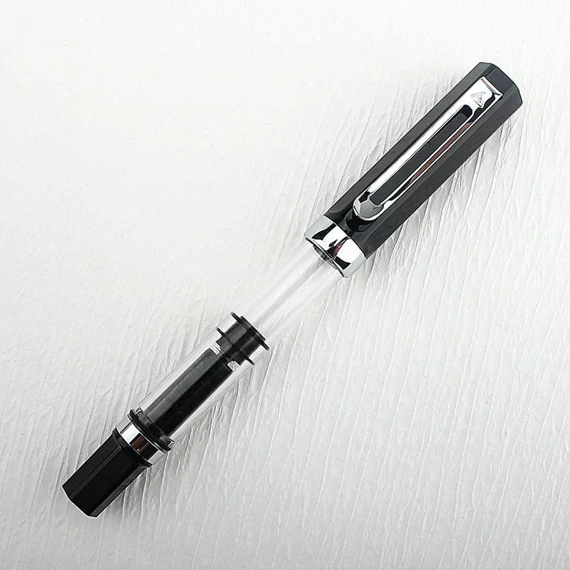 3059 Piston Fountain Pen – High-Quality Transparent Resin with EF/F Nib (0.38/0.5mm) for Business & Gift