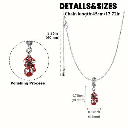 New Spider-Man Superhero Pendant Necklace – Spider Battle Uniform Jewelry Gift for Fans & Christmas