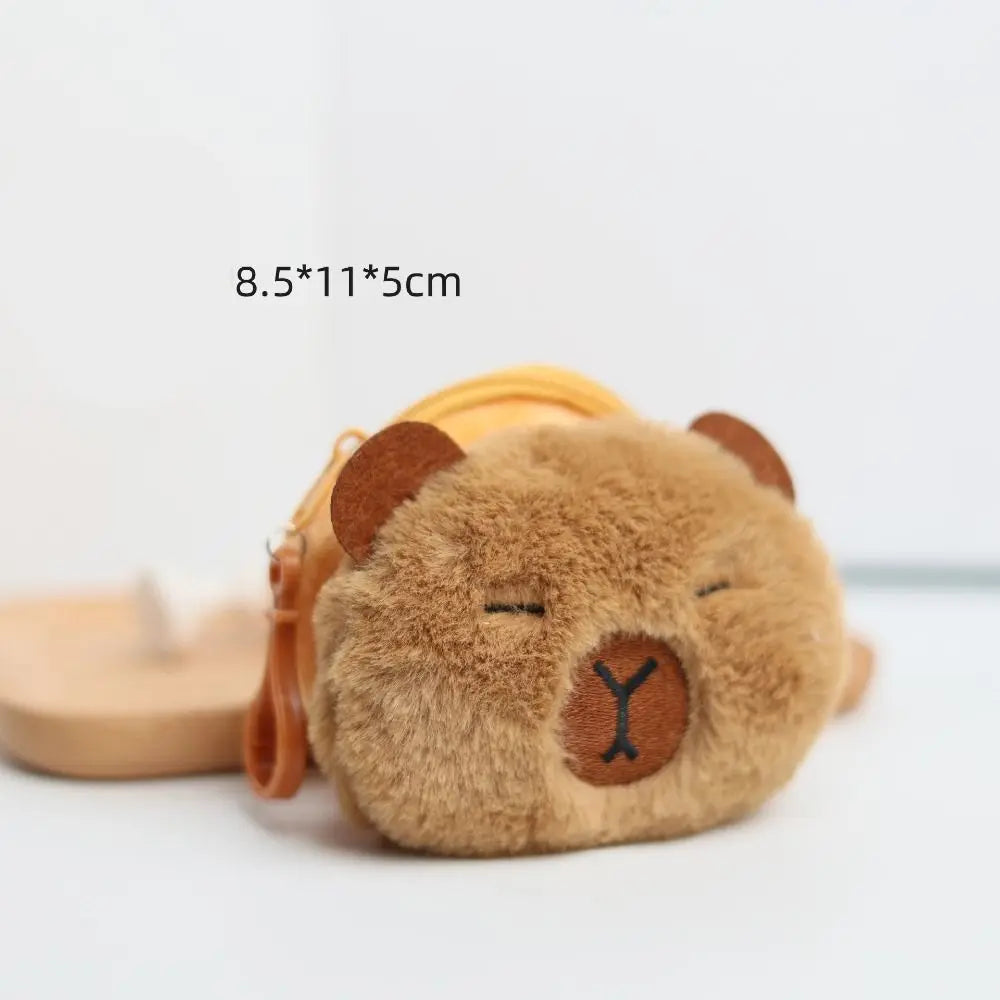 Creative Capybara Anime Plush Coin Purse – Kawaii Mini Round Cartoon Bag Pendant