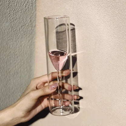 Double-Wall Insulated Champagne Glasses - Crystal Tulip Flute Cups for Weddings & Parties