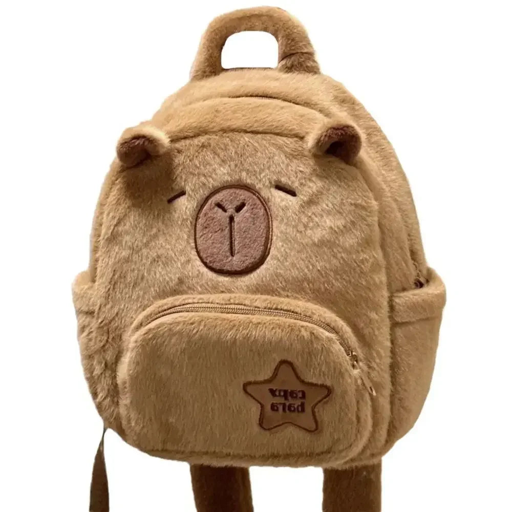 Kawaii Capybara Plush Backpack – Women’s Cartoon Crossbody & Large Capacity Tote Bag