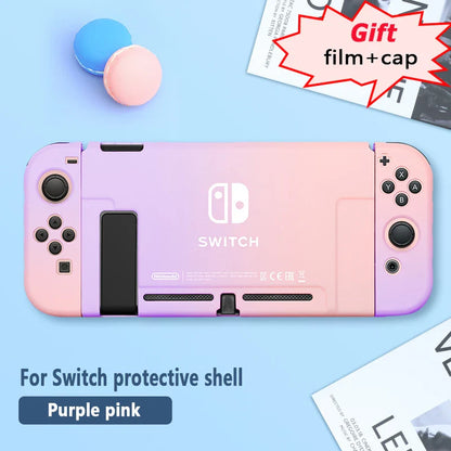 Protective Case & Film for Nintendo Switch – Rocker Cap Handle, Hard Base Cover with Skin-Friendly Gradient Design