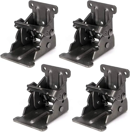 4Pcs Foldable Support Brackets – Self-Locking Folding Hinges with Screws for Table and Bed Legs