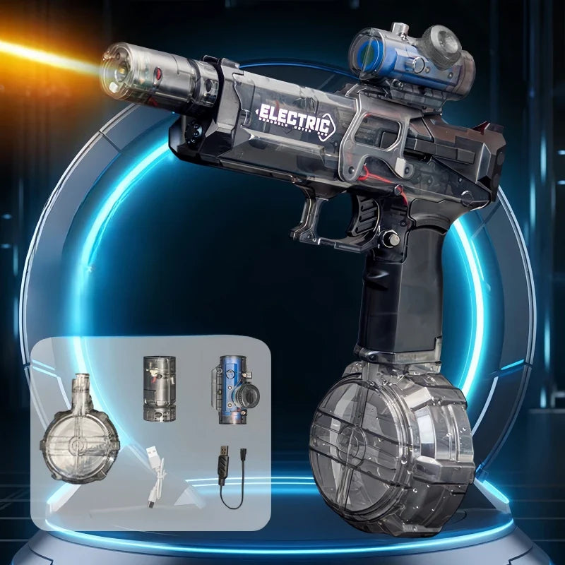 Electric Pulse Water Gun — Automatic Self-Absorbing Large-Capacity Light-Up Toy for Kids