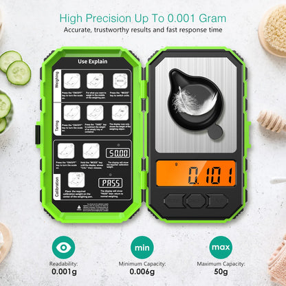 Brifit 0.001g Precision Digital Pocket Scale – 50g Mini Milligram Scale with Calibration Weights