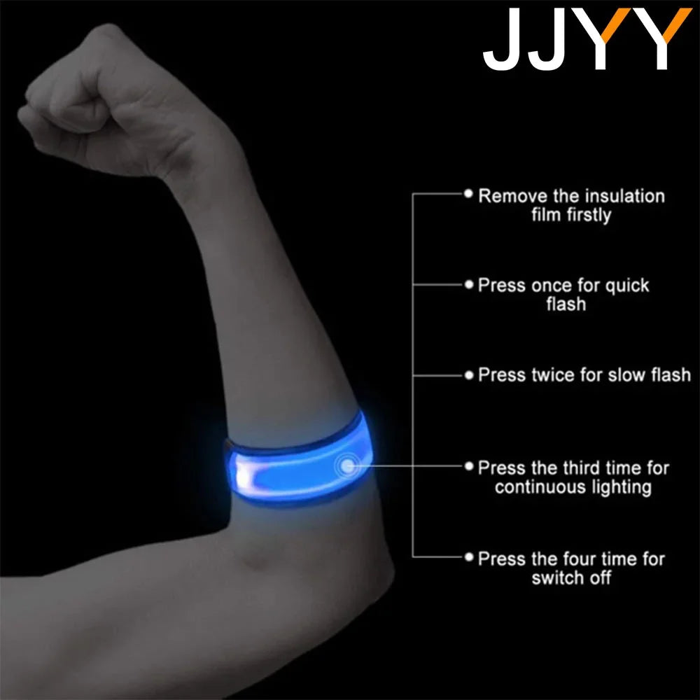 JJYY 1PC Outdoor Sports Night Running Armband - LED Light, USB Rechargeable Safety Belt, Arm Leg Warning Wristband for Cycling and Biking