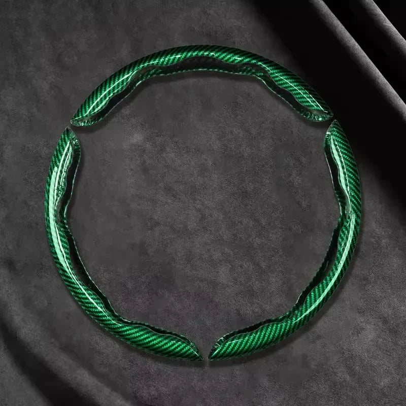 2/3PCS Universal Car Steering Wheel Cover — Laser Carbon Fiber, Silicone & 1K Microfiber Leather, Non-Slip PVC Booster
